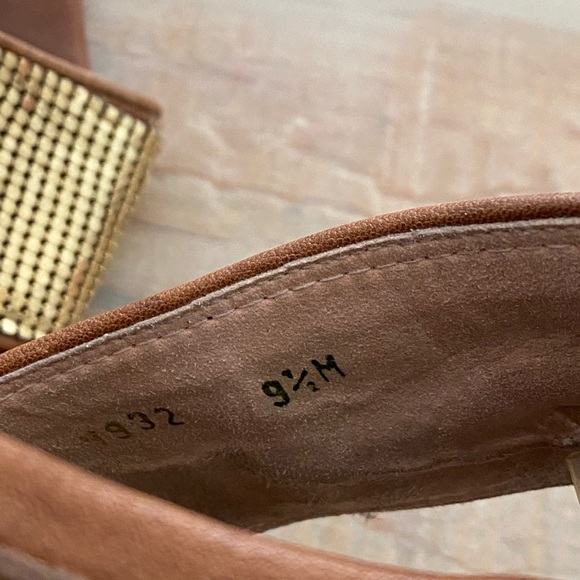 Stuart Weitzman gold sequins leather slides sandal shoes - Picture 11 of 11